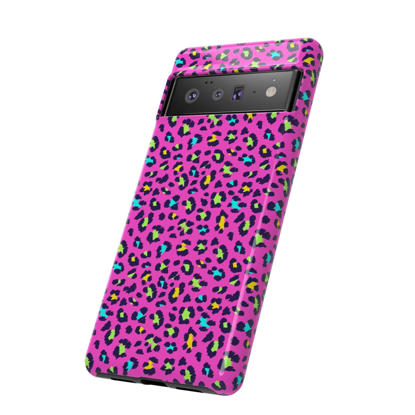 Funda resistente para teléfono Google Pink Neon Leopard: protector con estampado animal brillante