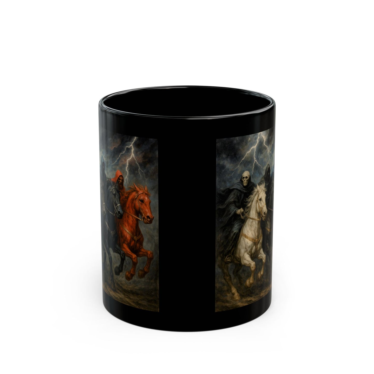 Black Ceramic Mug – Four Horsemen Apocalypse Artwork (11oz & 15oz)