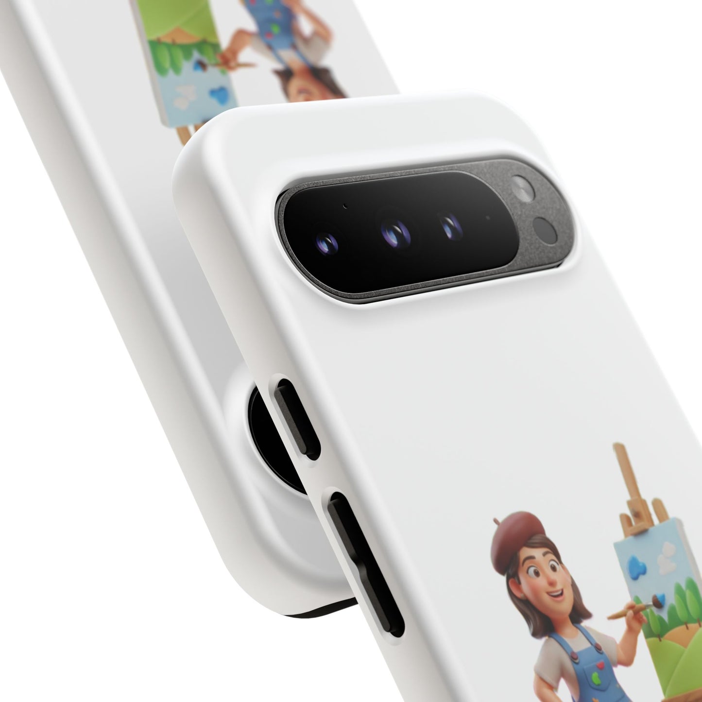 Google Artist Painting Phone Case — Cute Female Painter Illustration Phone Cover