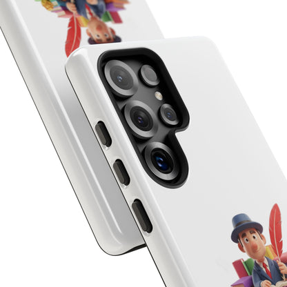 Samsung Bookworm Illustration Phone Case — Cute Scholar with Feather Pen