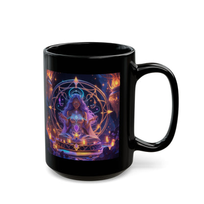 Taza negra de meditación mística — Arte de altar de la diosa bruja (325 ml/440 ml)