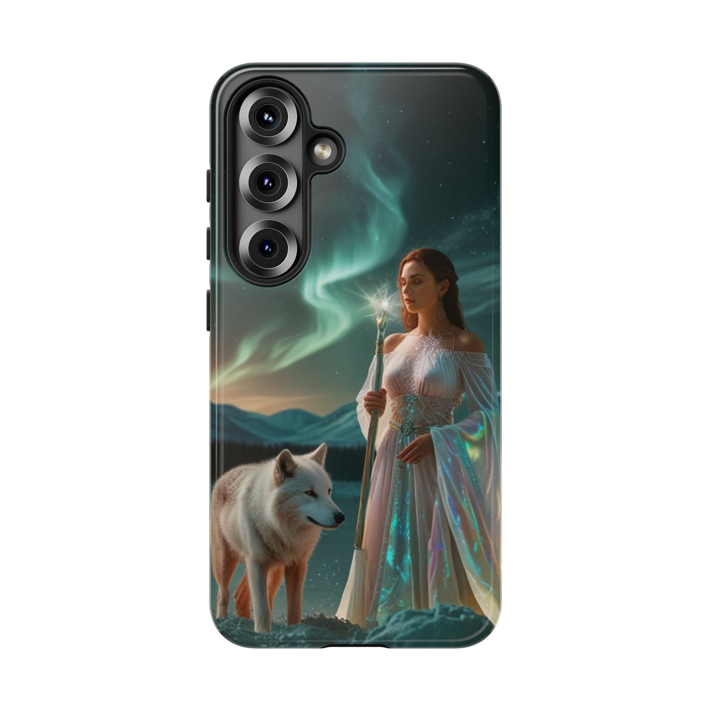 Samsung Aurora Guardian Handyhülle – Mystic Woman &amp; Wolf Magic Galaxy Schutz