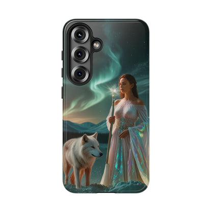 Samsung Aurora Guardian Handyhülle – Mystic Woman &amp; Wolf Magic Galaxy Schutz
