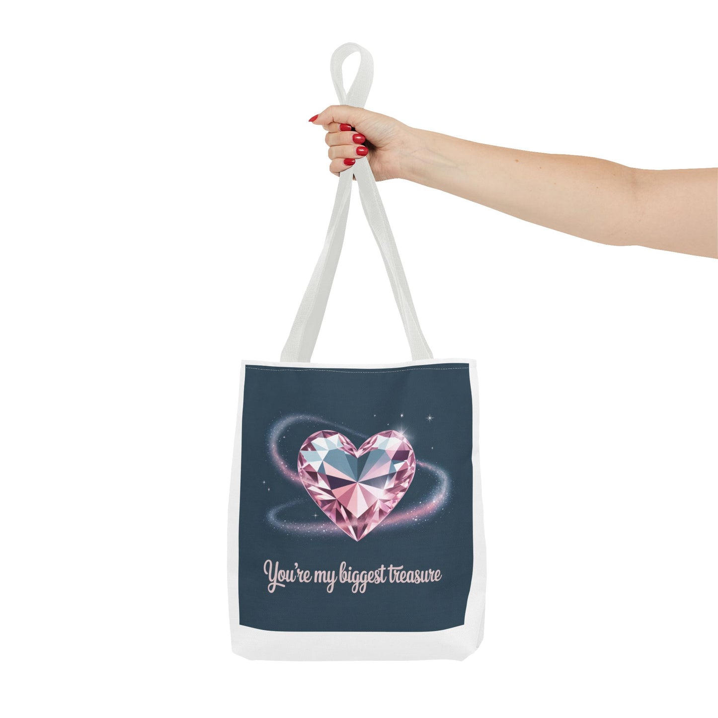 Heart Gem Tote Bag — "You're My Biggest Treasure" Romantic Gemstone Tote