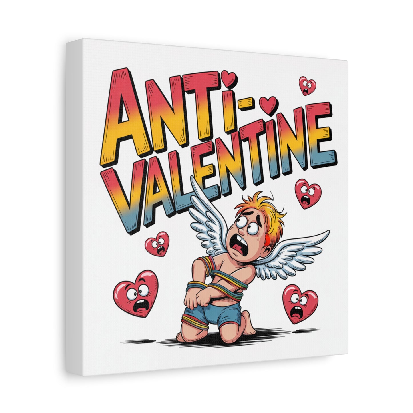 Anti-Valentine Canvas Wall Art — Funny Anti Cupid Stretched Matte Print