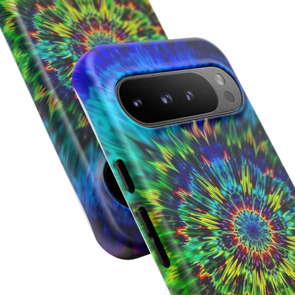 Funda para teléfono Google Psychedelic Tie-Dye Mandala: protección resistente y vibrante