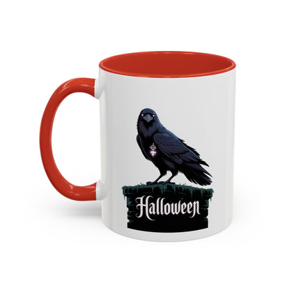 Halloween Raven Coffee Mug, Black Accent Mug, Spooky Drinkware, Unique Gift for Fall, Coffee Lover's Halloween Décor
