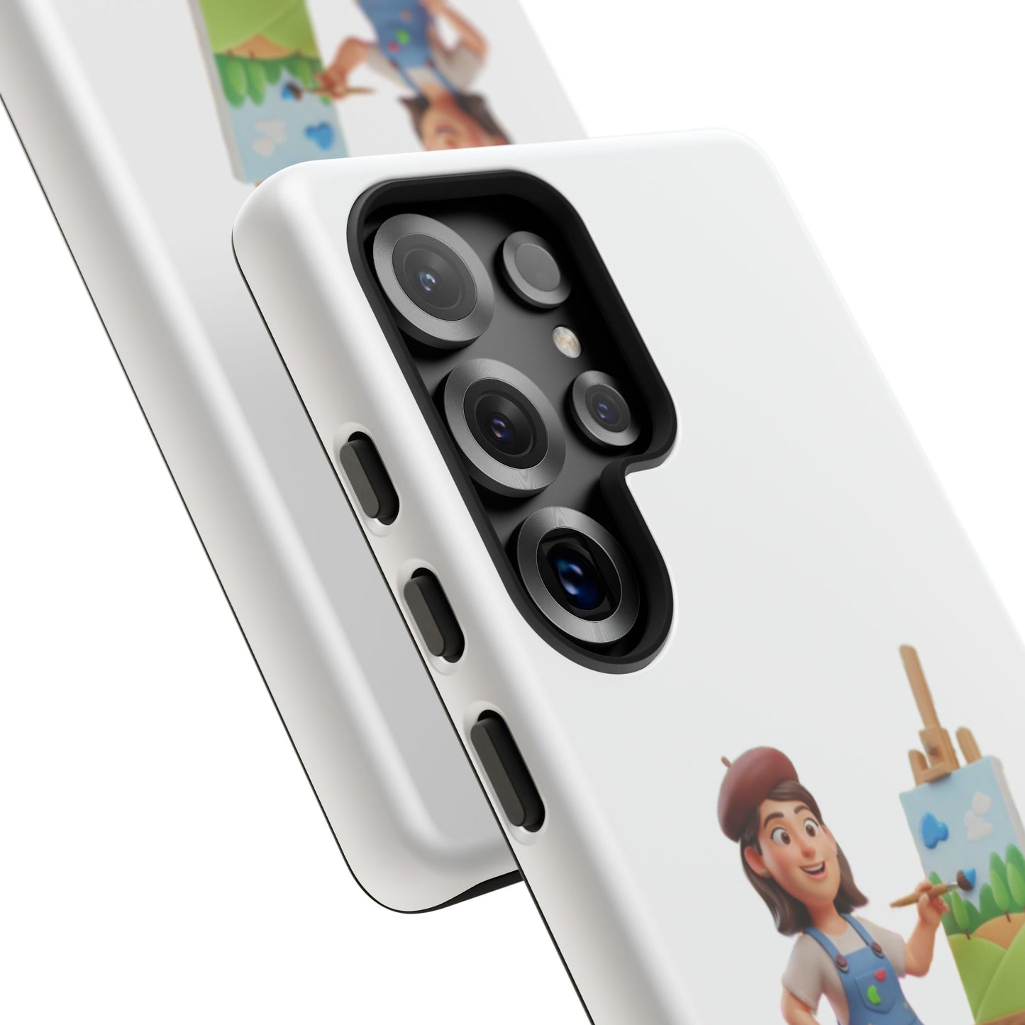 Samsung Handyhülle mit Künstlermotiv – Schutzhülle mit niedlicher Illustration einer Malerin