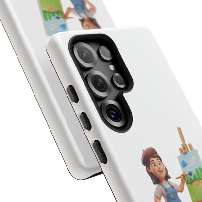 Samsung Handyhülle mit Künstlermotiv – Schutzhülle mit niedlicher Illustration einer Malerin