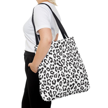 Leopard Print Tote Bag — Black & White All-Over-Print Shopper