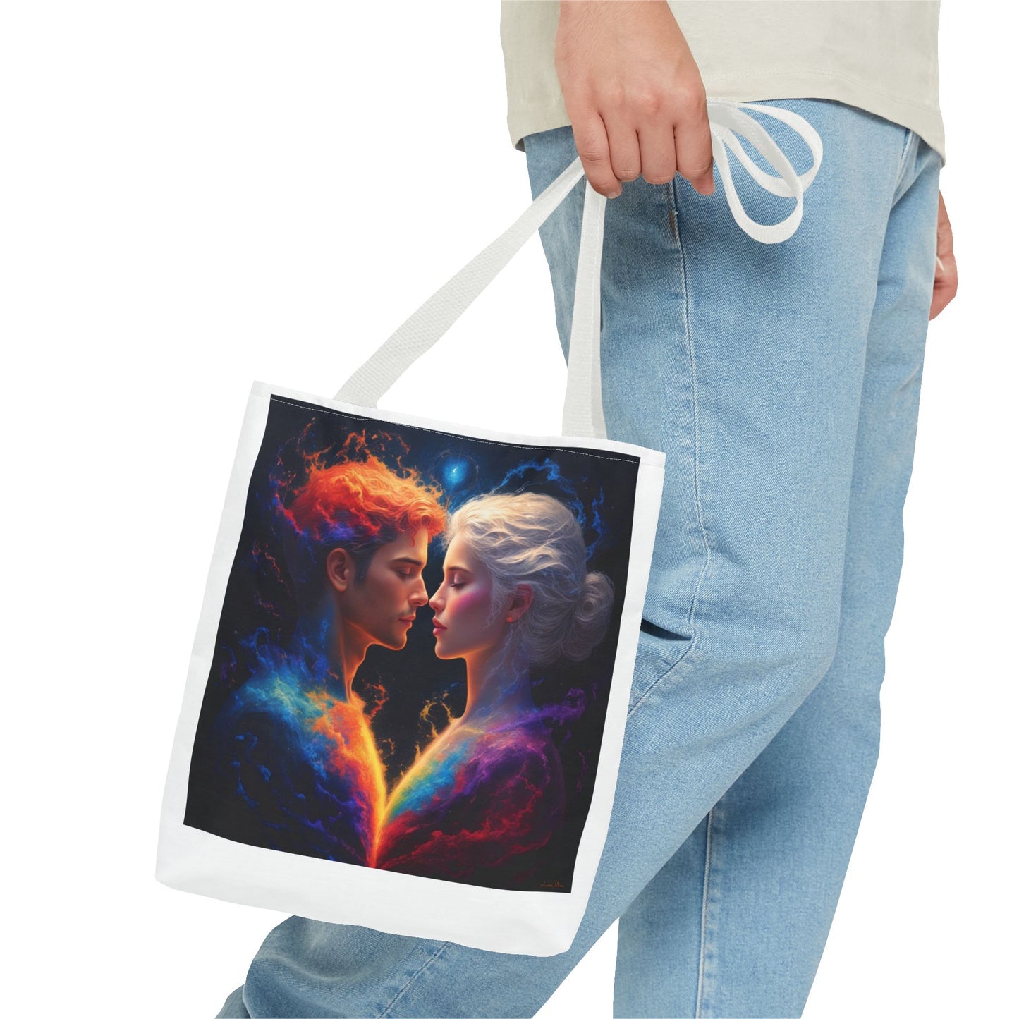 Cosmic Lovers Tote Bag — Fire & Ice Romantic Art AOP