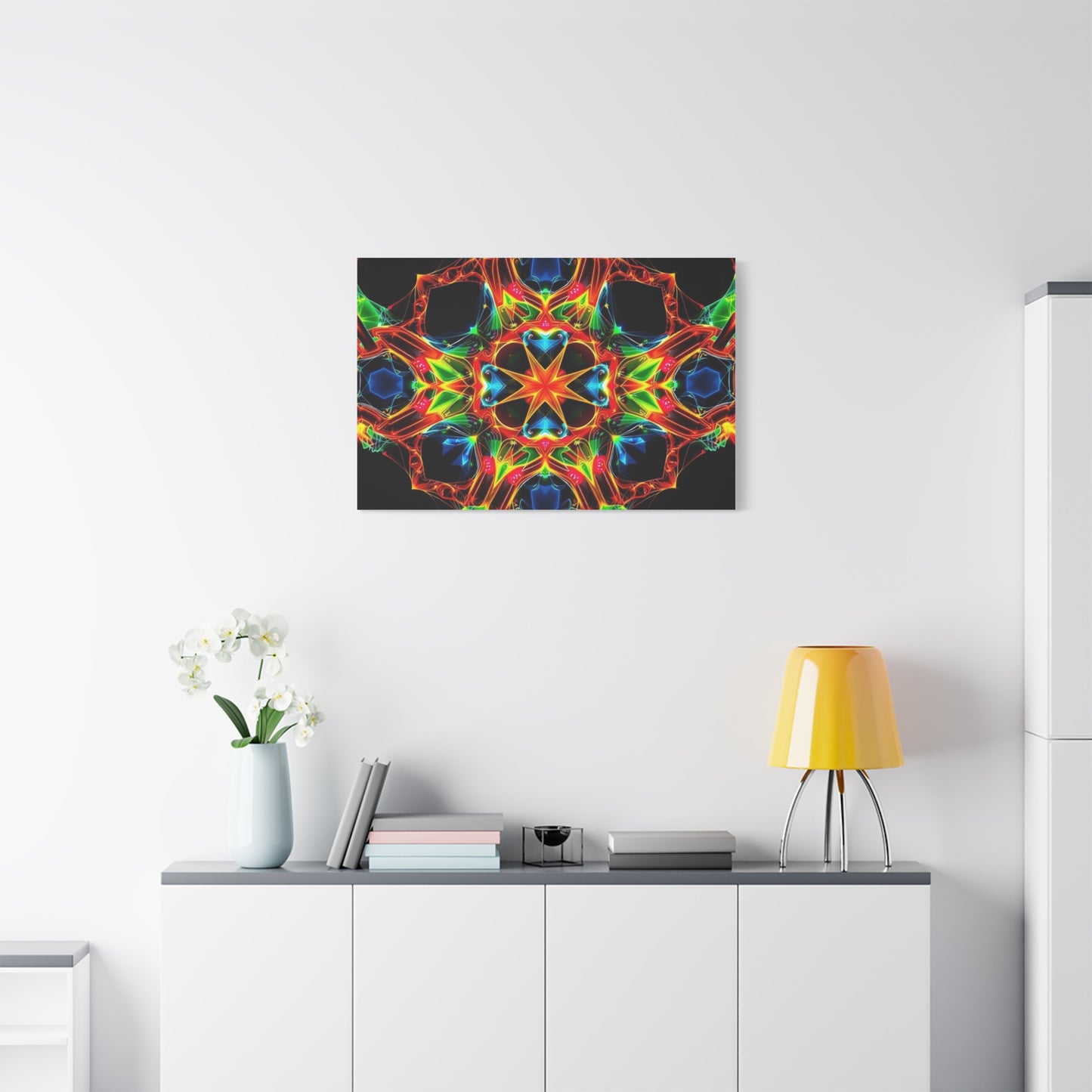Kaleidoscope Neon Mandala Matte Canvas