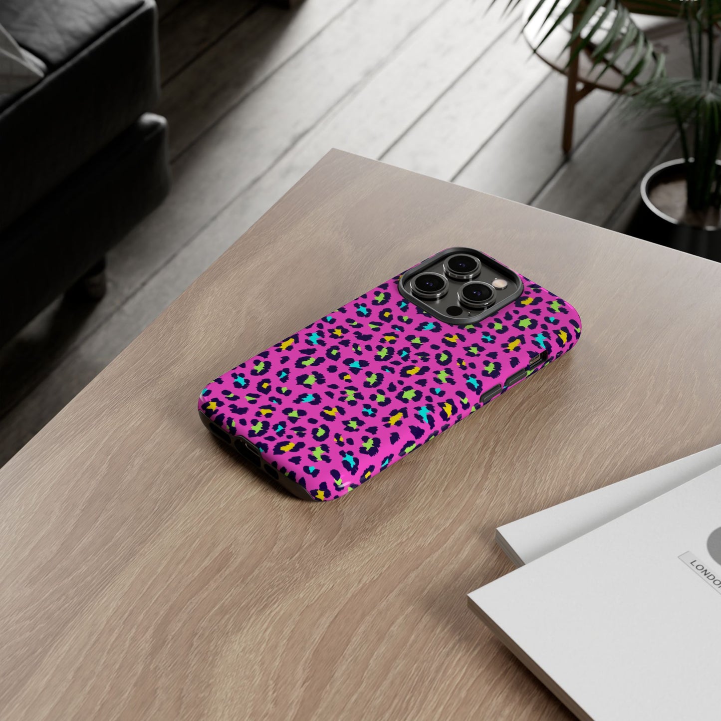 iPhone Pink Neon Leopard Phone Case — Bold Protective iPhone Cover