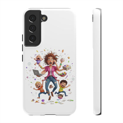 Samsung Mom Life Phone Case — Funny Juggling Mom Illustration Protective Case