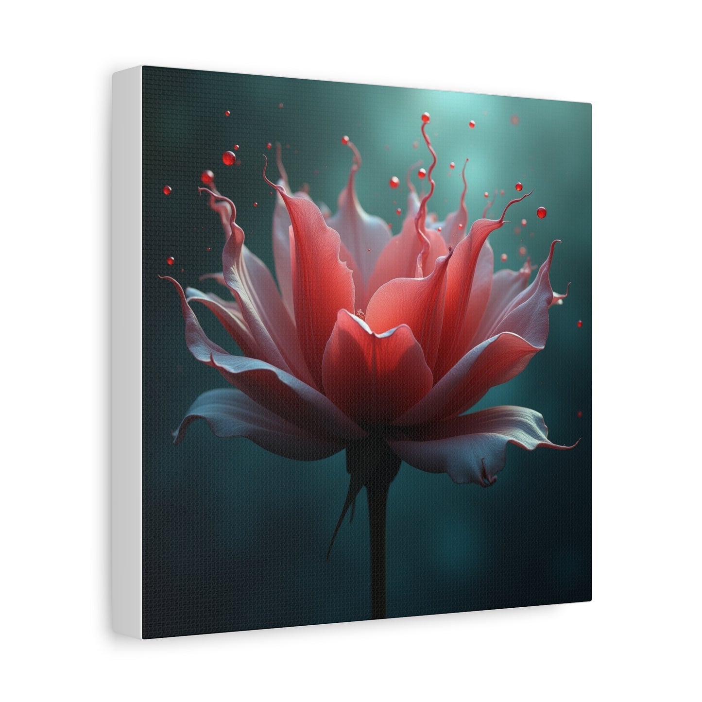 Red Lotus Matte Canvas Wall Art — Stretched 1.25" Floral Print