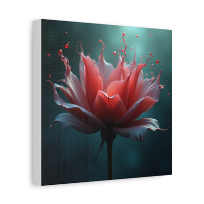 Red Lotus Matte Canvas Wall Art — Stretched 1.25" Floral Print