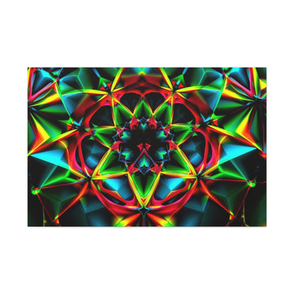 Kaleidoscope Neon Mandala Matte Canvas Wall Art
