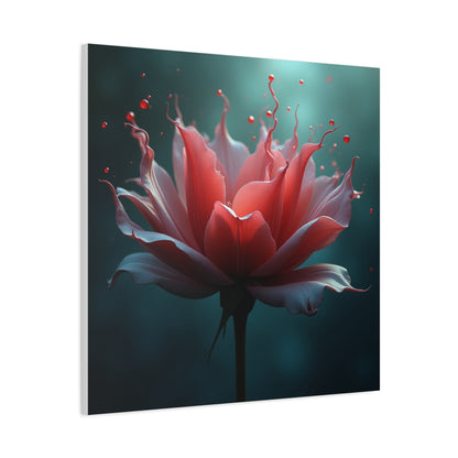 Red Lotus Matte Canvas Wall Art — Stretched 1.25" Floral Print