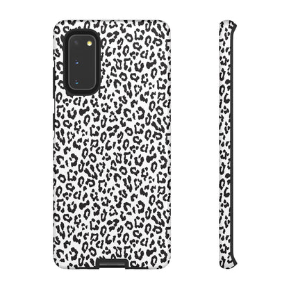 Samsung Leopard Print Tough Phone Case – Black & White Animal Pattern Protective Cover