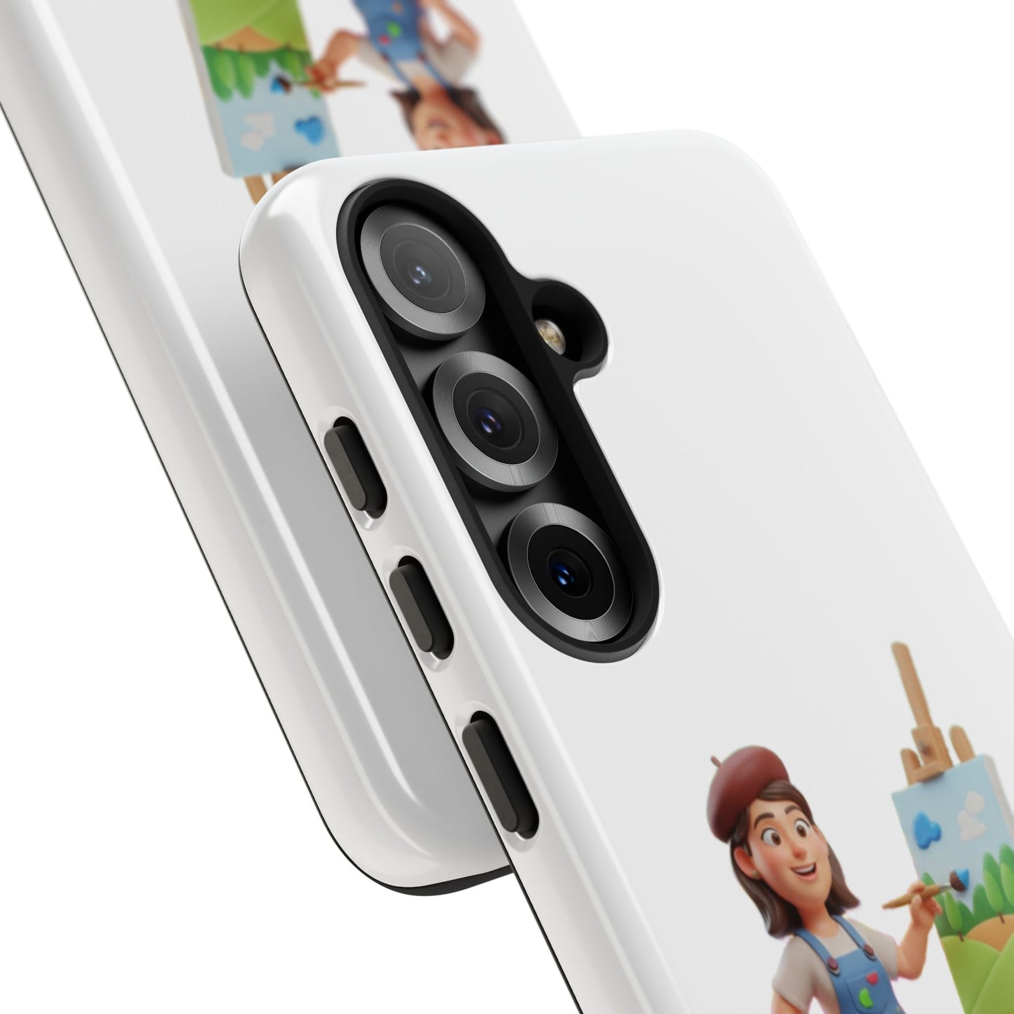 Samsung Handyhülle mit Künstlermotiv – Schutzhülle mit niedlicher Illustration einer Malerin