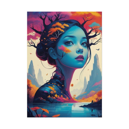 Surreal Blue Goddess Rolled Poster — Fantasy Landscape Art Print