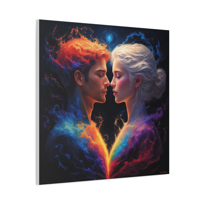 Cosmic Lovers Matte Canvas Art — Fire & Ice Romantic Wall Decor