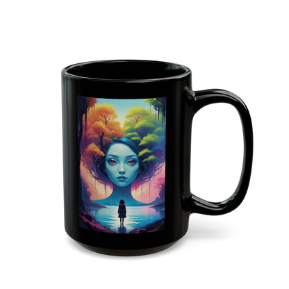 Surreal Forest Girl Art Mug — Mystical Landscape Coffee Cup (11oz/15oz)