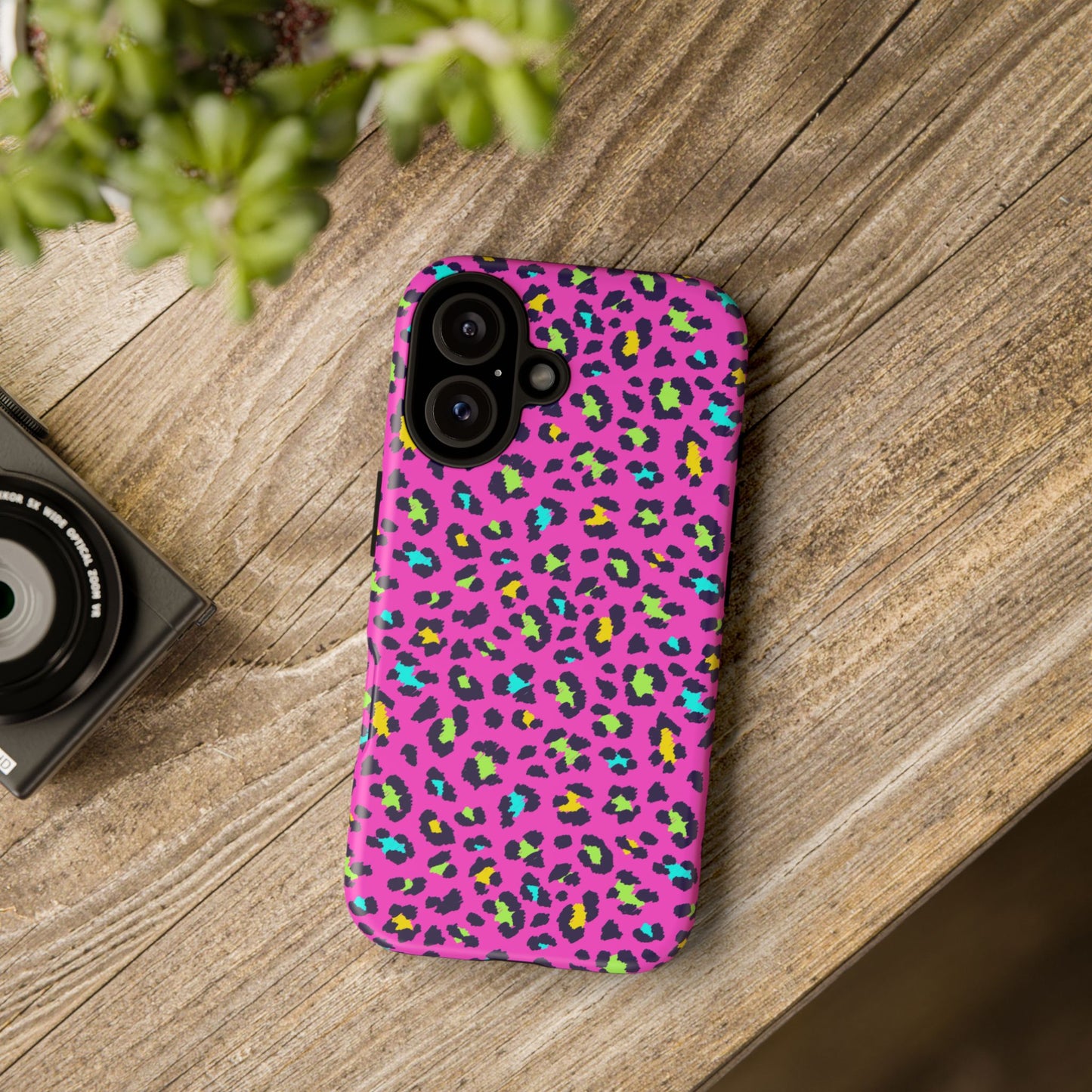 iPhone Pink Neon Leopard Phone Case — Bold Protective iPhone Cover