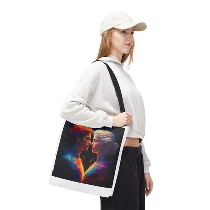 Cosmic Lovers Tote Bag — Fire & Ice Romantic Art AOP