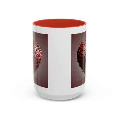 Heart Mosaic Accent Coffee Mug — Romantic Valentine’s Day Gift (11/15 oz)