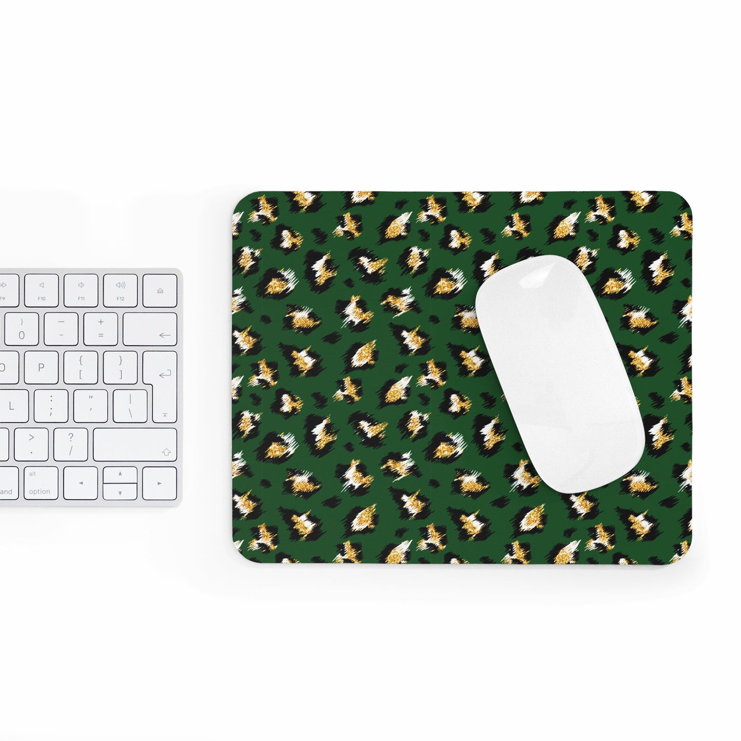 Green Leopard Print Mouse Pad — Stylish Desk Mat for Home & Office