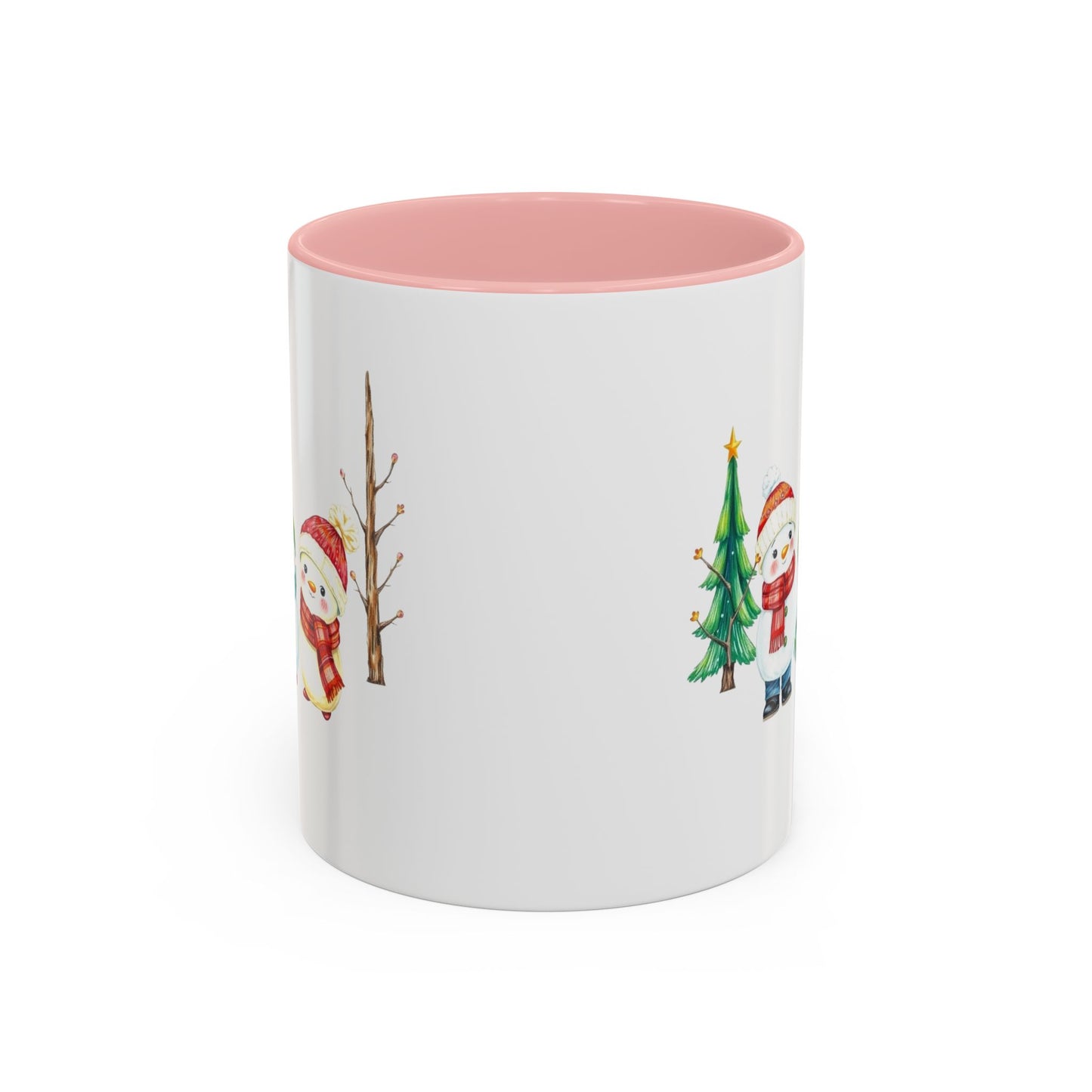Christmas Snowman Mug — Cute Holiday Coffee Cup with Festive Tree & Snowmen (11/15oz)