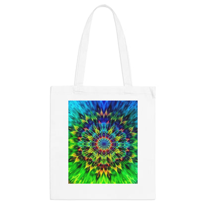 Kaleidoscope Mandala Tote Bag — Vibrant Psychedelic Beach & Market Tote