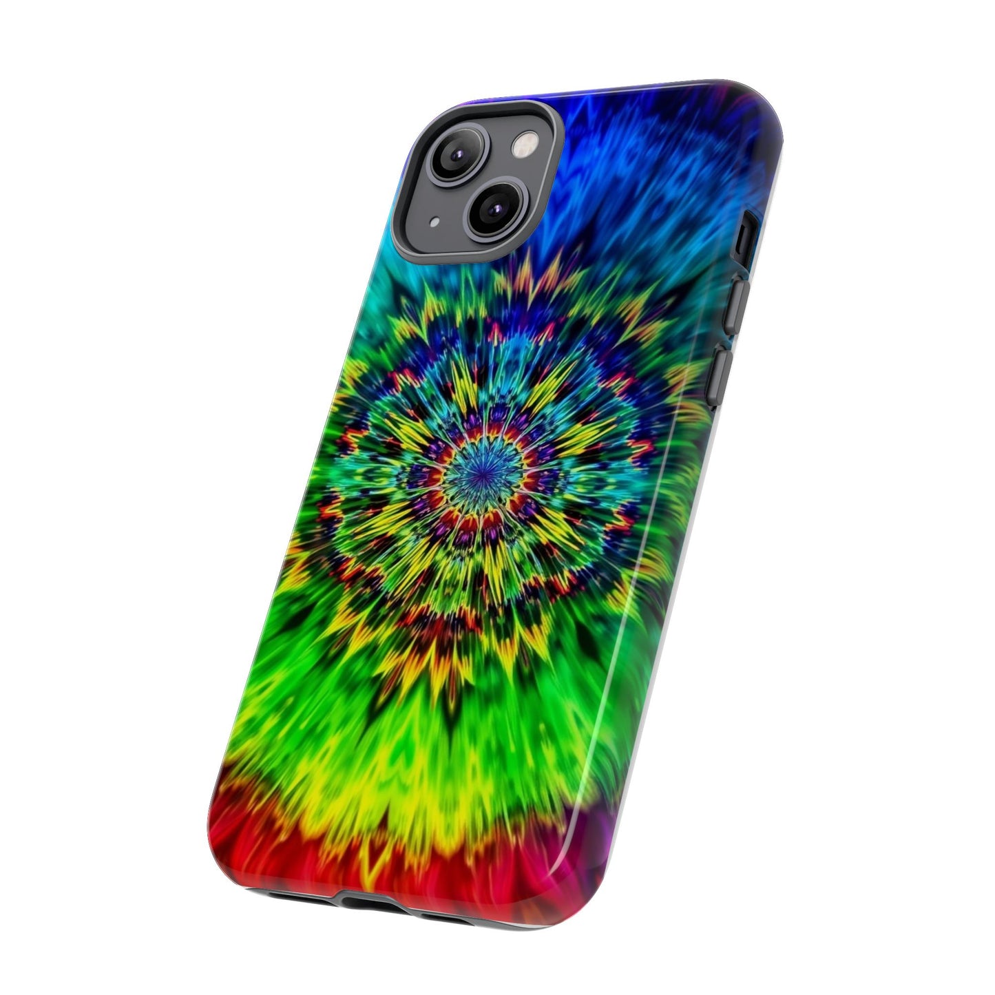 Funda resistente para teléfono con diseño de mandala psicodélico: protección vibrante con efecto tie-dye