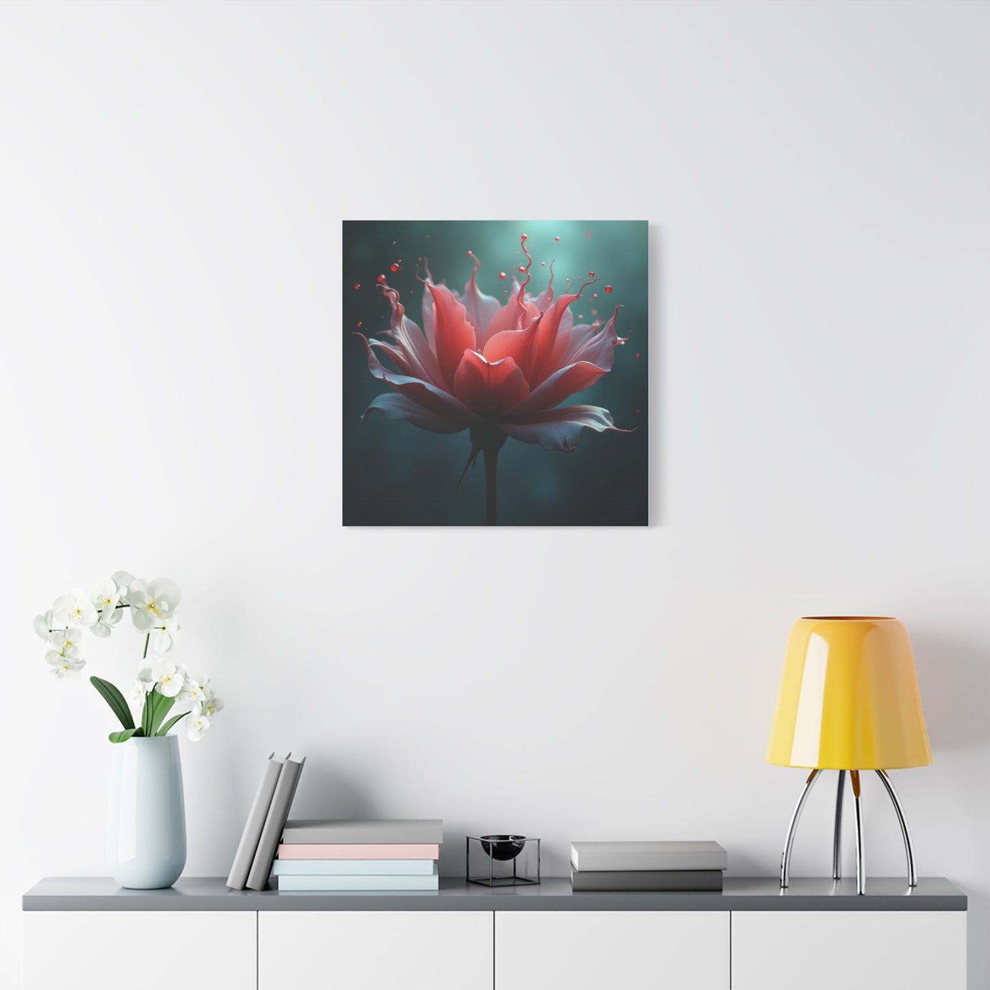 Red Lotus Matte Canvas Wall Art — Stretched 1.25" Floral Print