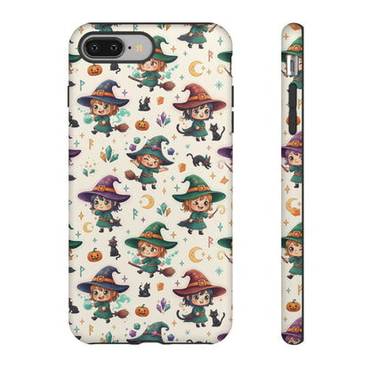 Niedliche iPhone-Handyhülle mit Hexenmuster – Halloween-Kawaii-iPhone-Hülle
