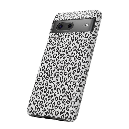 Funda para teléfono con estampado de leopardo de Google: resistente, en blanco y negro