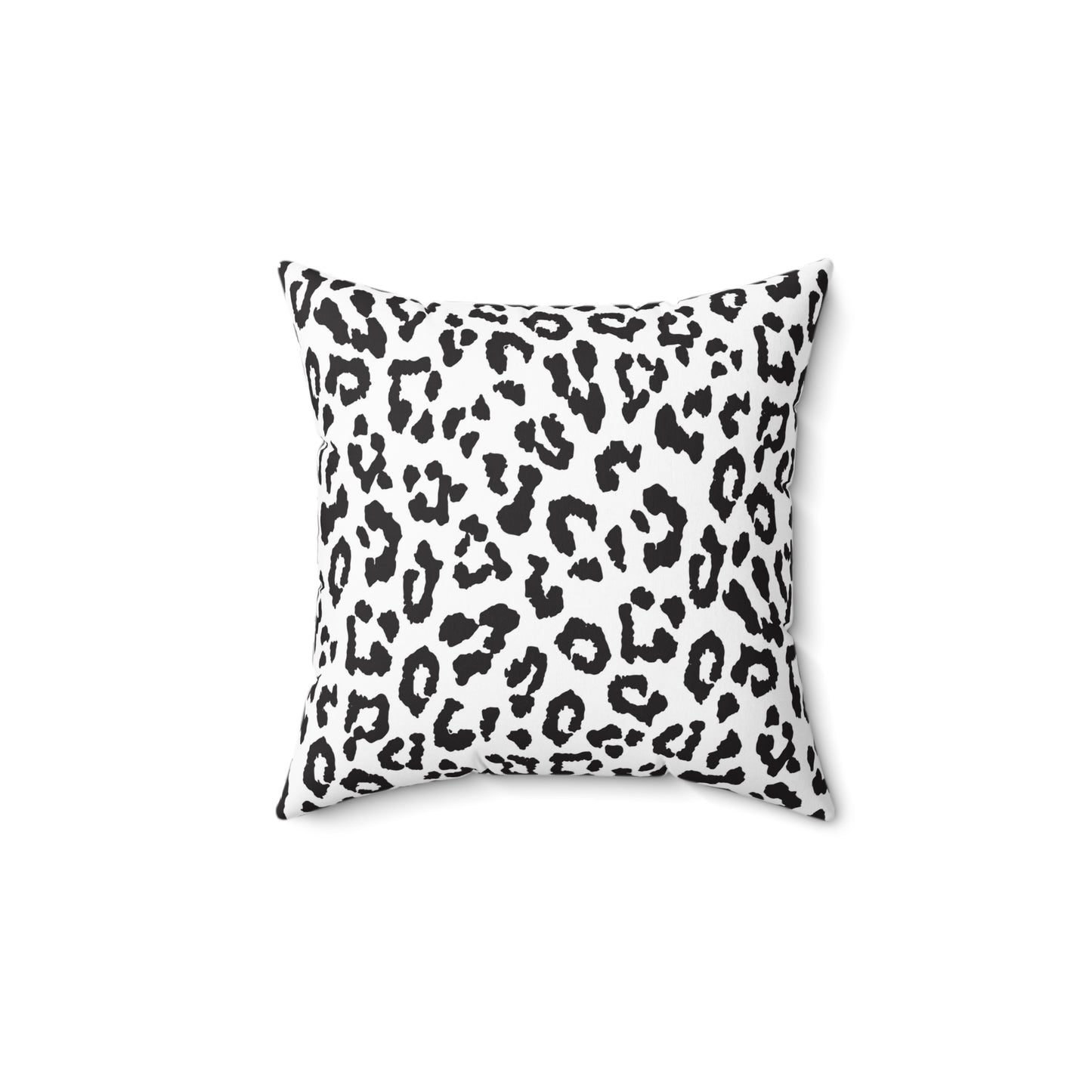 Black & White Leopard Print Square Pillow — Animal Print Decorative Throw Pillow