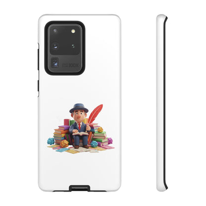 Samsung Bookworm Illustration Phone Case — Cute Scholar with Feather Pen