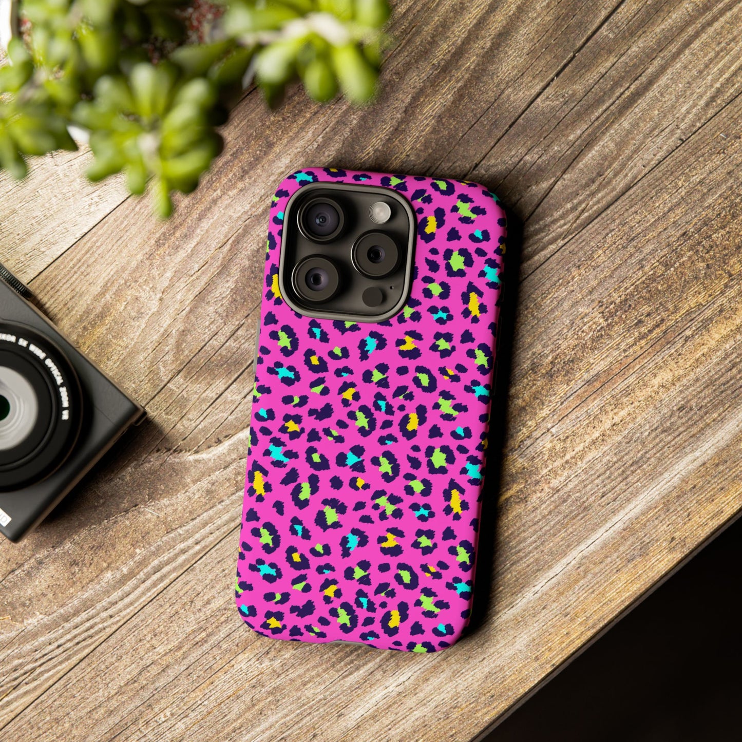 iPhone Pink Neon Leopard Phone Case — Bold Protective iPhone Cover