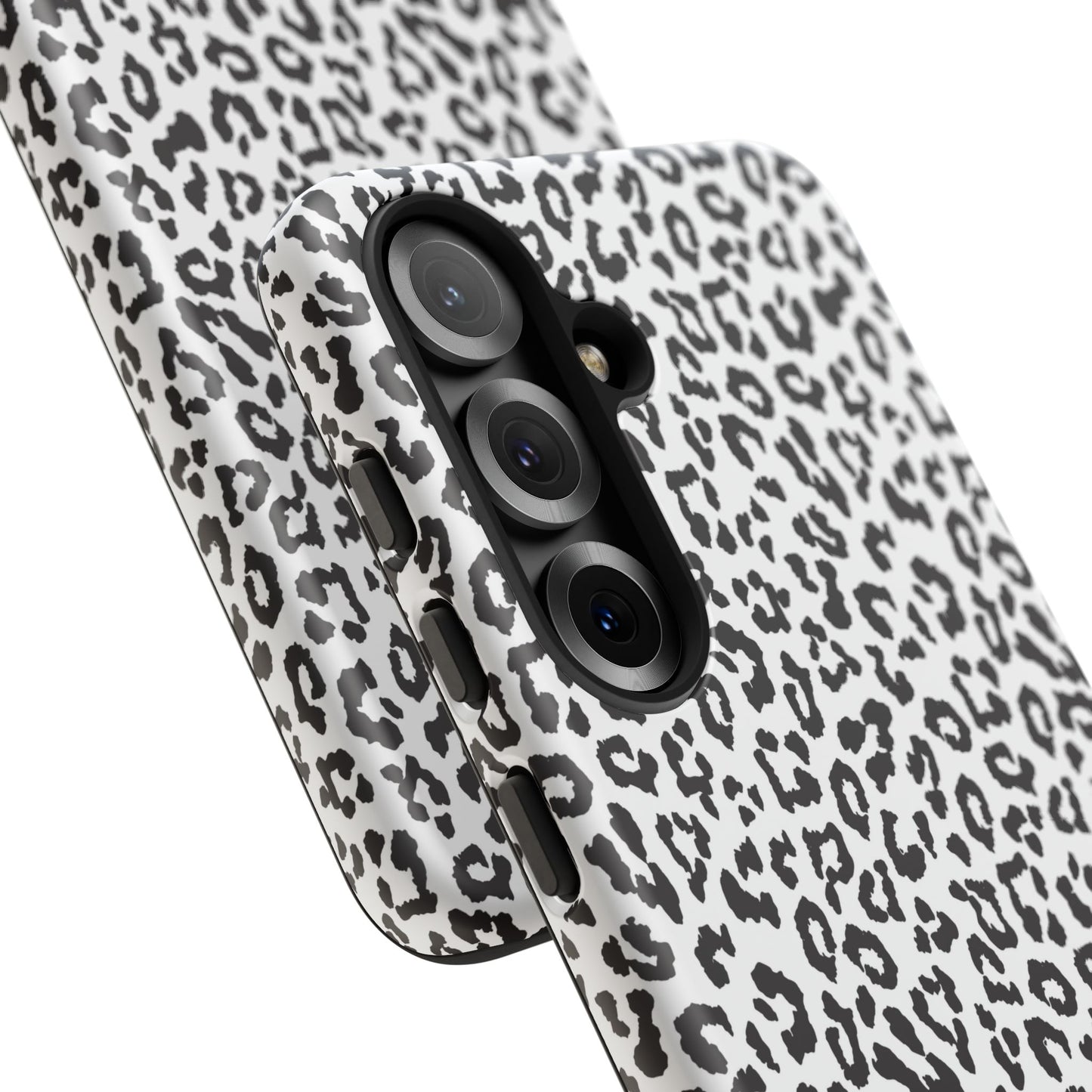 Samsung Leopard Print Tough Phone Case – Black & White Animal Pattern Protective Cover