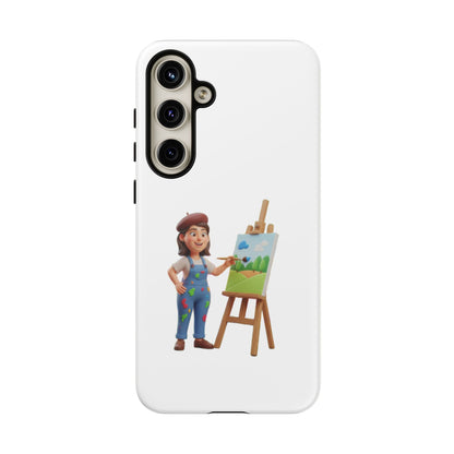 Samsung Handyhülle mit Künstlermotiv – Schutzhülle mit niedlicher Illustration einer Malerin