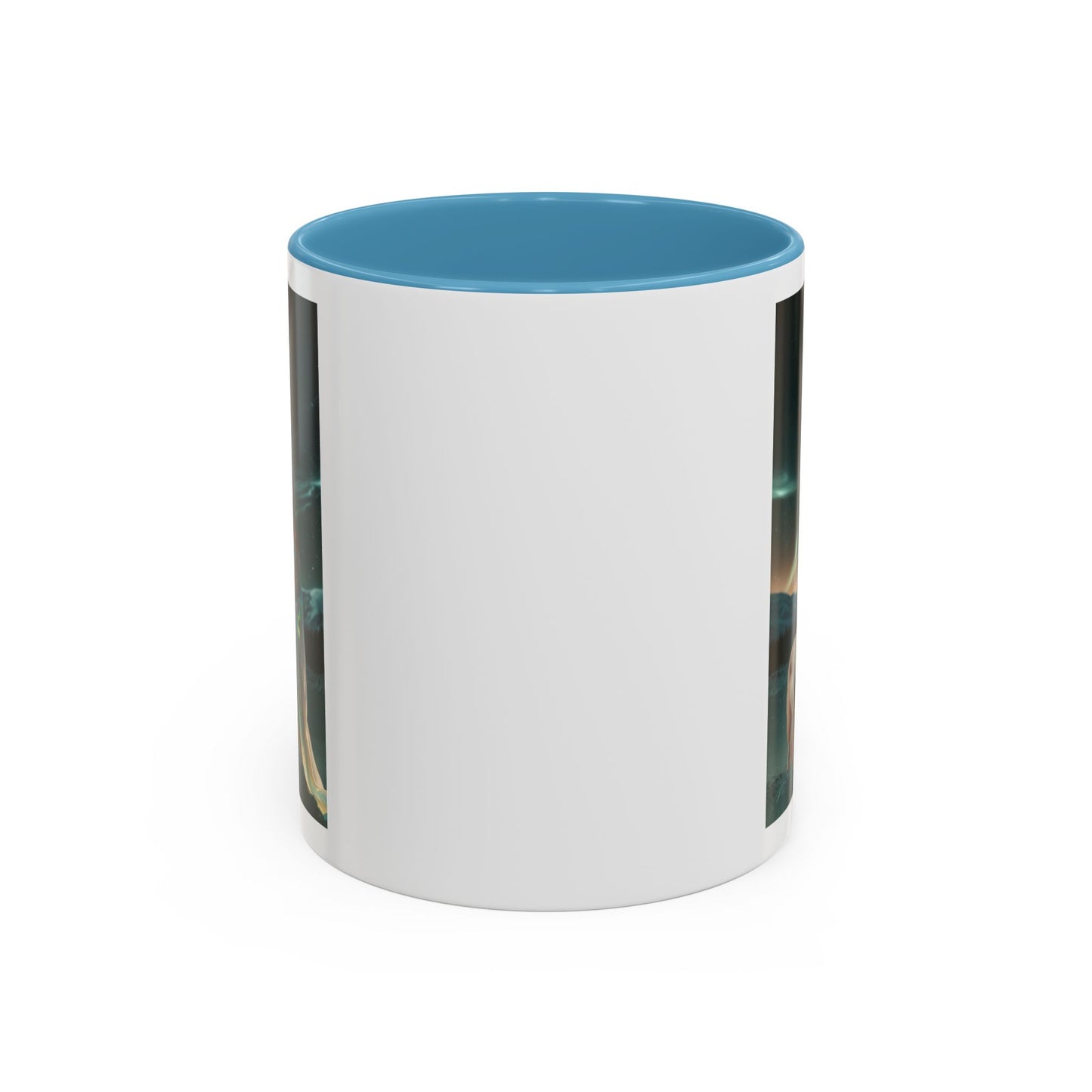 Taza de café Aurora Guardiana — Arte fantástico de mujer con lobo