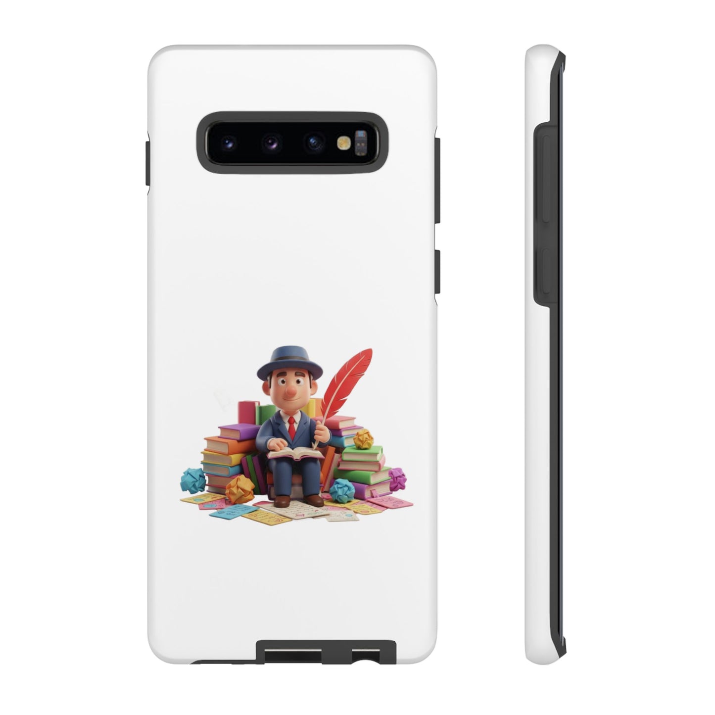 Samsung Bookworm Illustration Phone Case — Cute Scholar with Feather Pen