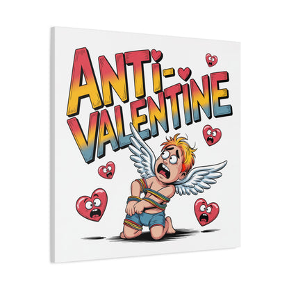 Anti-Valentine Canvas Wall Art — Funny Anti Cupid Stretched Matte Print