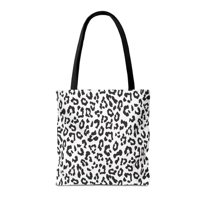 Leopard Print Tote Bag — Black & White All-Over-Print Shopper