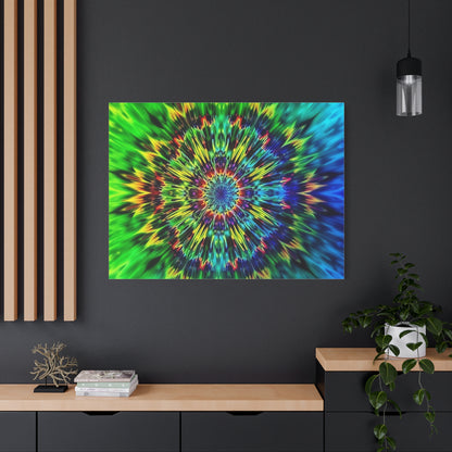 Psychedelic Kaleidoscope Matte Canvas Wall Art — Vibrant Mandala Stretched Canvas