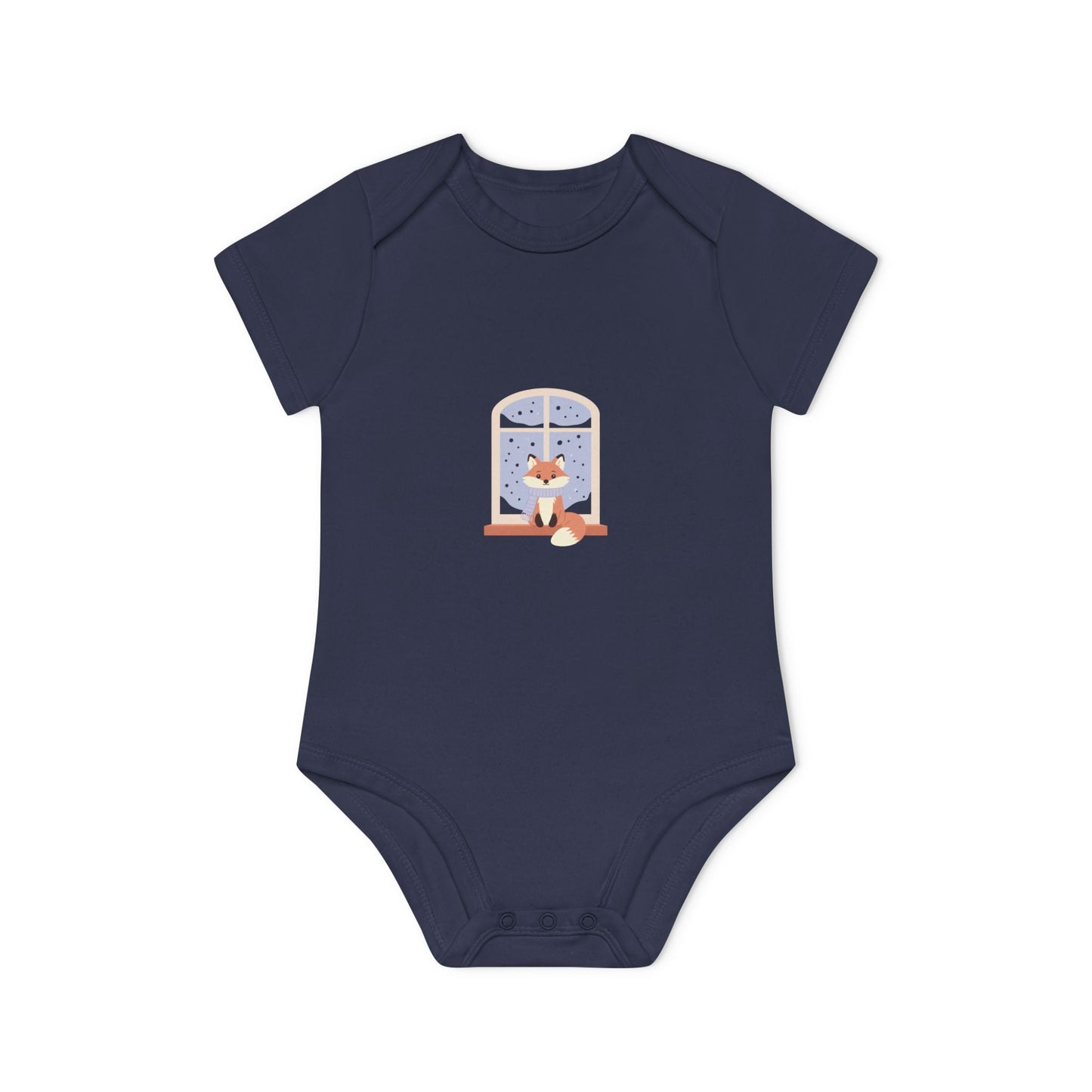 Baby Bodysuit — Cozy Fox by the Window Organic Short Sleeve Baby Onesie