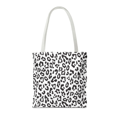 Leopard Print Tote Bag — Black & White All-Over-Print Shopper