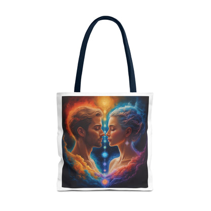 Mystic Soulmates Tote Bag — Celestial Couple Art AOP Tote